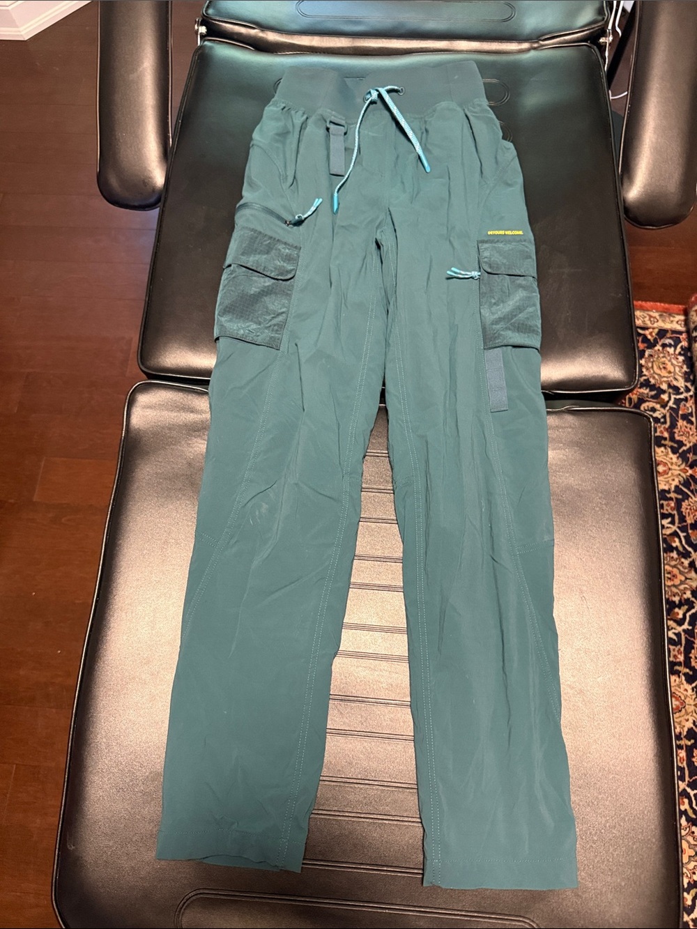 lululemon athletica Men's Teal Cargo Pants with Drawstring Waist